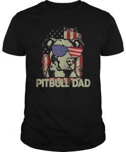 Pitbull Dad 4th of July American Flag Shirt
