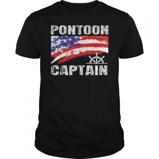 Pontoon Captain Shirt American Boating Flag T-Shirt