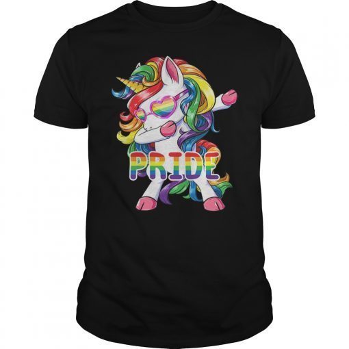 Pride LGBT Gay Be Lesbian Unicorn Dabbing Shirt