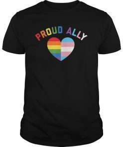 Proud Ally LGBT Rainbow Heart - Gay Pride Month T-Shirt