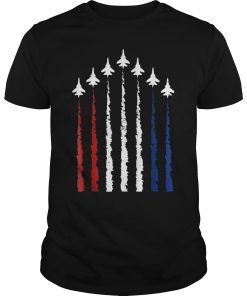 Red White Blue Air Force Flyover Proud American Independence Tee Shirt