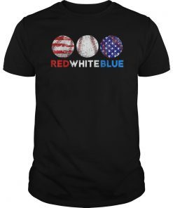Red White Blue American Flag Baseball Softball 4th of July T-Shirt
