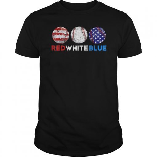 Red White Blue American Flag Baseball Softball 4th of July T-Shirt