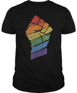 Resist Pride Parade Gay Rainbow Fist Flag Tee Shirt