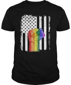 Resist fist rainbow LGBT America flag shirt for Pride month