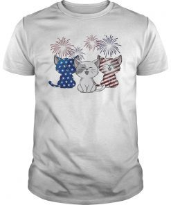 Retro Vintage Cat American Flag 4th of July T-Shirt