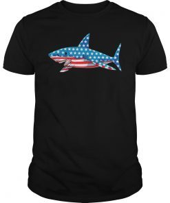 Shark American Flag T-Shirt 4th of July Kids Boys Jawsome