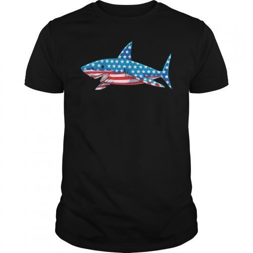 Shark American Flag T-Shirt 4th of July Kids Boys Jawsome