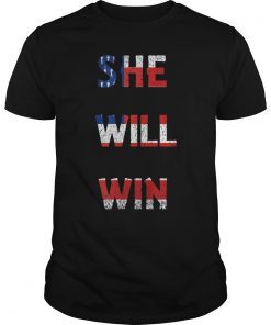 She Will Win T-Shirt US. Women Soccer team Fan tee