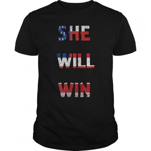 She Will Win T-Shirt US. Women Soccer team Fan tee