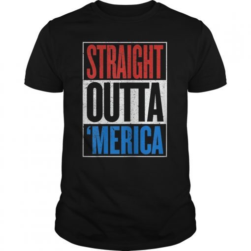 Straight Outta Merica Shirt Funny American Gangster USA Tumblr T-shirt