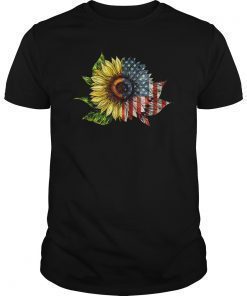 Sunflower Mix With American Flag Tshirt 4th Of July Tshirt