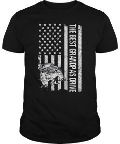The Best Grandpas Drive Jeeps American Flag Fathers Day T-Shirt