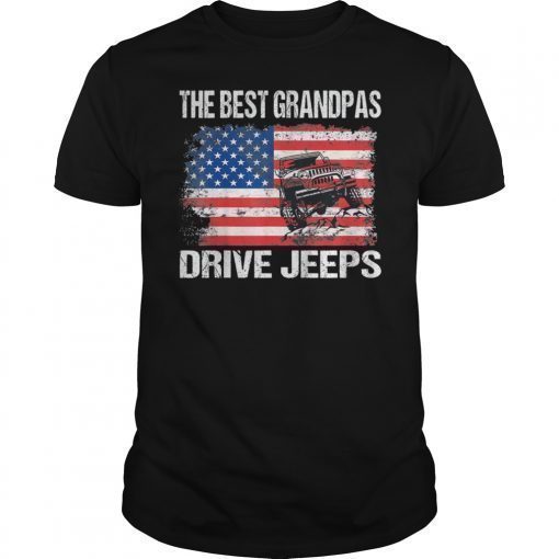 The Best Grandpas Drive Jeeps American Flag T-Shirt