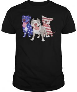 Three Pitbull American Flag Shirt July 4th Shirt