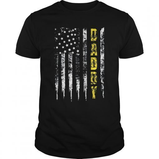 Truck Driver Yellow Line Daddy T-Shirt US Flag distressed