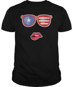 USA Sexy Hot Girl lips 4th of July Merica Sunglasses gift T-Shirt