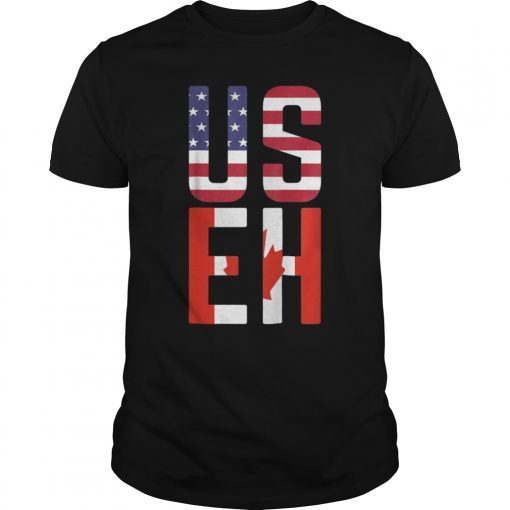 USEH America Canada Flag Funny American Canadian T-Shirt