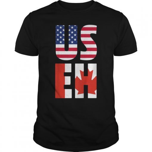USEH America Canada Flag T-Shirt Funny American Canadian T-Shirt