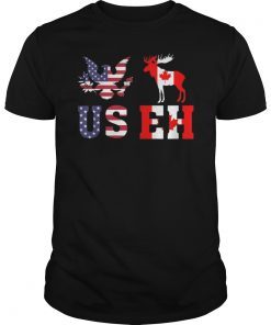 USEH America Canada Flag T-Shirt Funny USA American Canadian