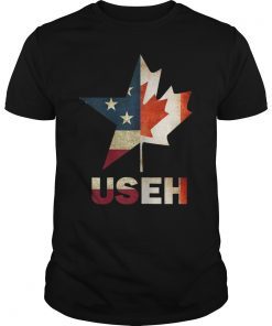 USEH Leaf Canadian American Flag Shirt Canada USA Flag Gift
