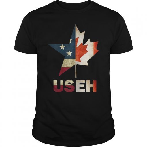 USEH Leaf Canadian American Flag Shirt Canada USA Flag Gift