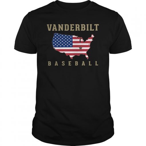 Vanderbilt Baseball Usa Flag Map Shirt