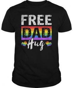 Vintage Free Dad hugs T-Shirt Rainbow Heart LGBT pride Month