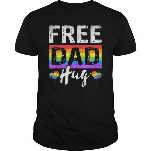 Vintage Free Dad hugs T-Shirt Rainbow Heart LGBT pride Month