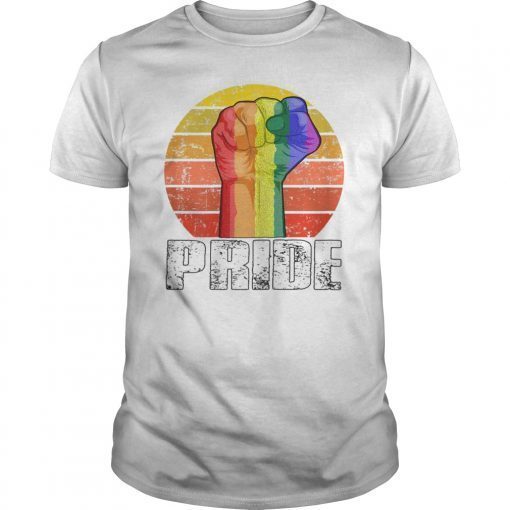 Vintage Retro rainbow resist fist graphics pride t shirt