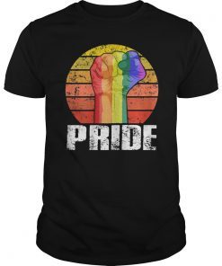 Vintage Retro rainbow resist fist graphics pride t shirt