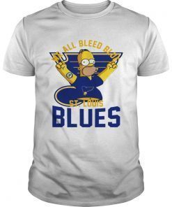 We All Bleed Blue Homer Simpson St Louis Blues 2019 Stanley Shirt