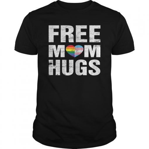 Womens Free Mom Hugs Shirt Pride Gift Rainbow Flag Family Matching