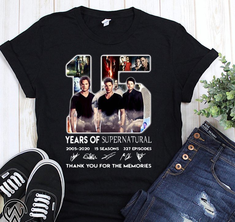 15 years of supernatural 2005 2020 15 seasons 327 episodes signatures shirt