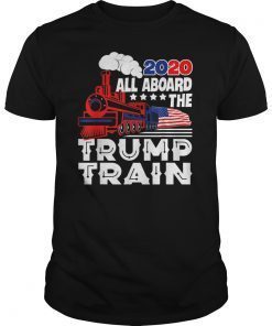 All Aboard the Trump Train 2020 American Flag TShirt