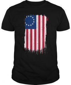 America Betsy Ross Flag 1776 Vintage Distressed Tee Shirt