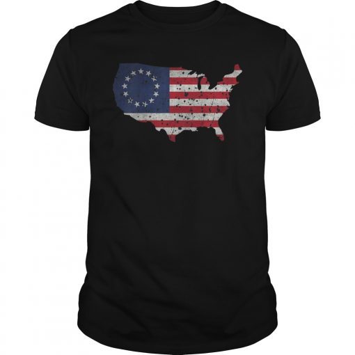 Betsy Ross USA Flag Apparel USA Shape Revolutionary War T-Shirt