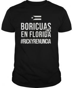 Boricuas Florida Ricky Renuncia Bandera Negra Puerto Rico T-Shirt
