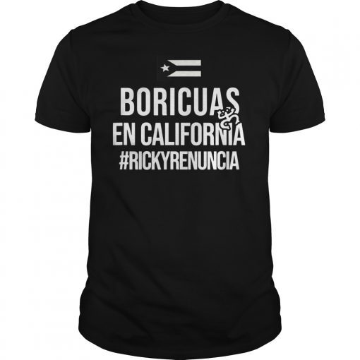 Boricuas en California Ricky Renuncia Bandera Negra T-Shirt