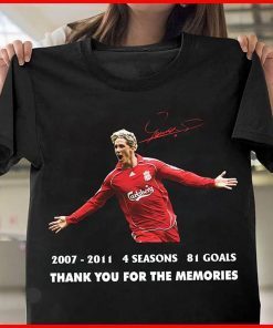 Fernando torres 2007-2011 4 seasons 81 goals thank you for the memories signature shirt