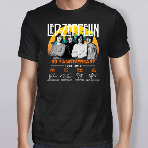 Led Zeppelin 50th Anniversary 1968 2018 Signatures Shirt