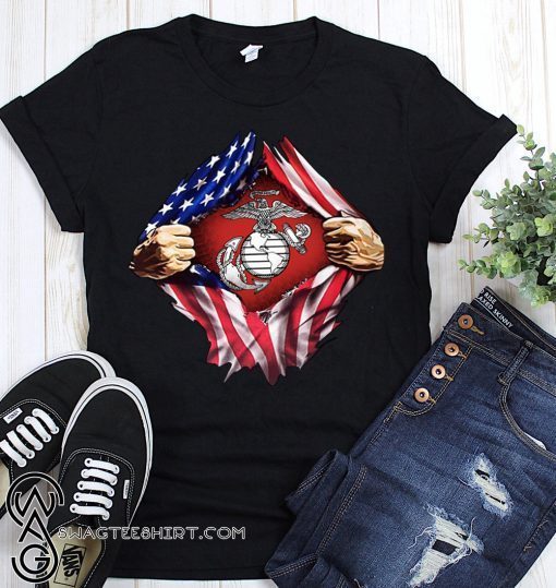 Marine corps inside american flag shirt