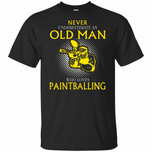 Mens Never Underestimate An Old Man Who Loves Paintballing T-Shirt