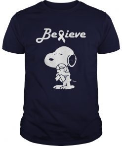 Snoopy Believe Lung Cancer White Awareness TShirt 1