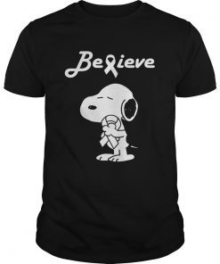 Snoopy Believe Lung Cancer White Awareness TShirt