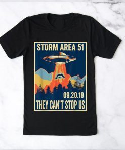 Storm Area 51 Alien UFO They Can't Stop Us T Shirt Mens and Womens Clothing