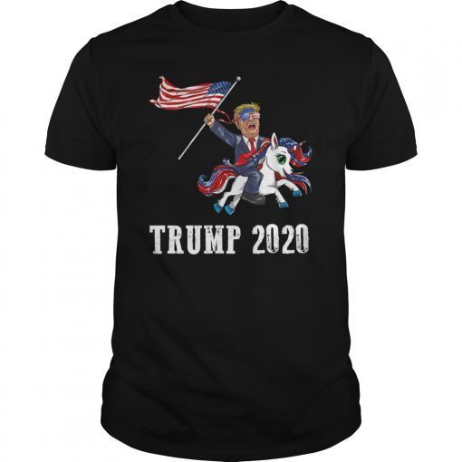 Trump 2020 Aviators Riding American Flag Unicorn Gift T-Shirt