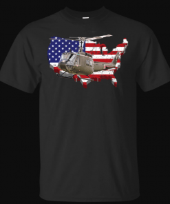 UH-1 Huey Helicopter American Flag USA Pilot Vietnam Veteran Shirt