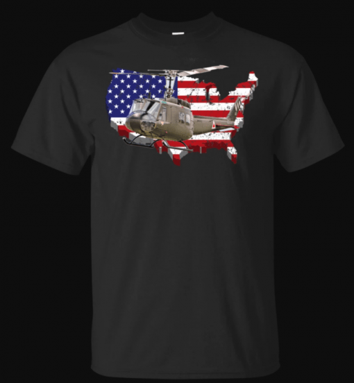 UH-1 Huey Helicopter American Flag USA Pilot Vietnam Veteran Shirt