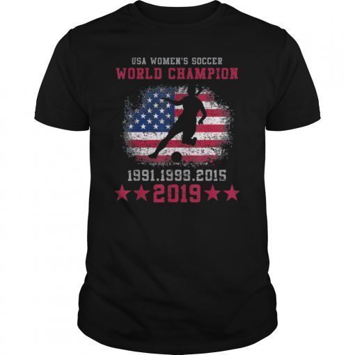 Vintage USA Women's Soccer World Champion 2019 With 4 stars T-Shirt